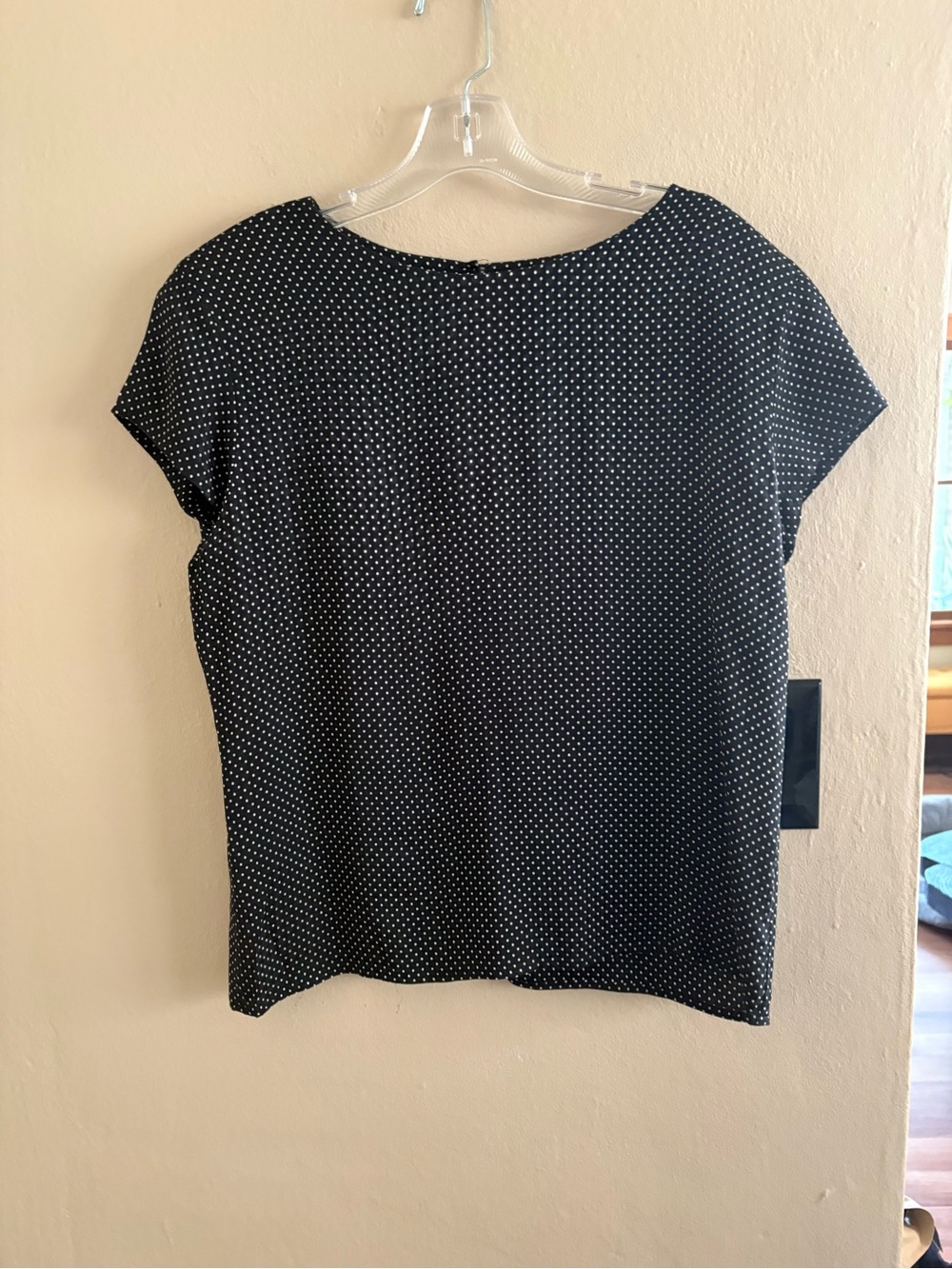 Vintage Anne Klein Black Polka Dot Short Sleeve Blouse